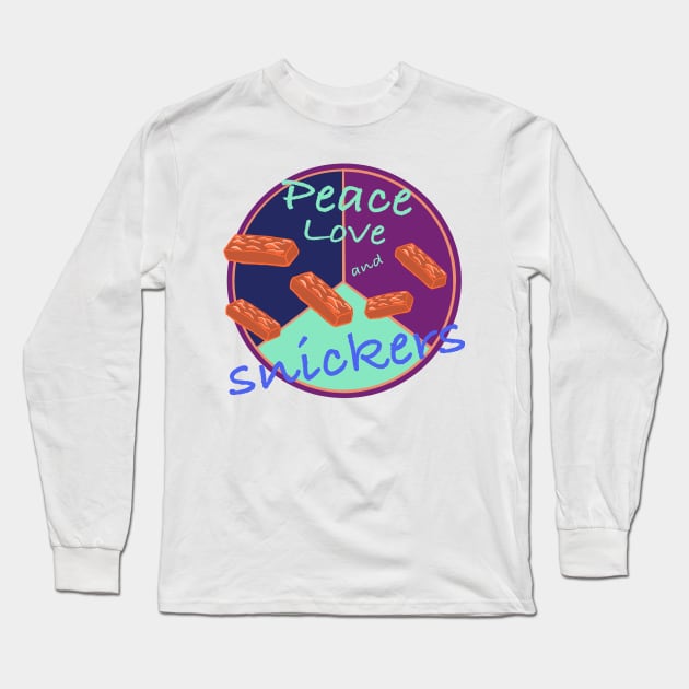 Peace love and snicker bars! Long Sleeve T-Shirt by Peaceful Pigments